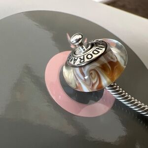 PANDORA Silver 925 ALE Murano Glass Screw Core Siberian Tiger Bead
